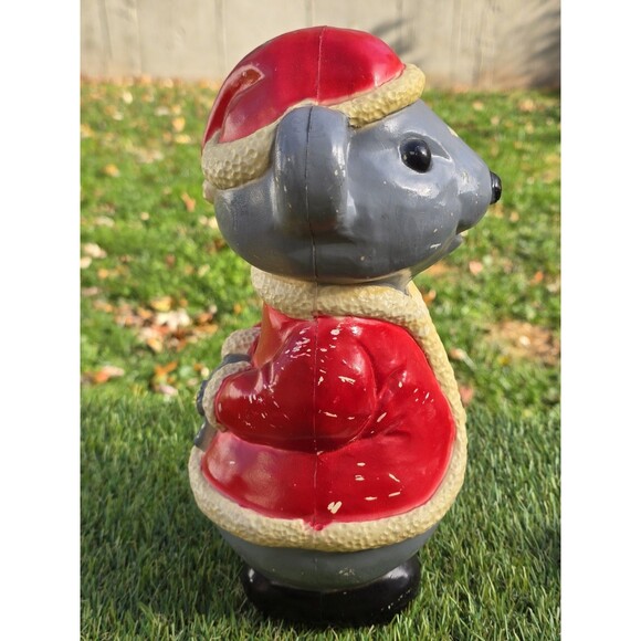 HTF Vtg Christmas Blow Mold Union Products Gray Santa Mouse (New Cord & LED Bulb - Picture 7 of 12